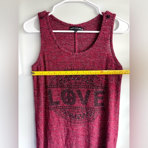 Burgundy Sparkle Tank Top with 'LOVE' Graphic - Picture 2 of 7